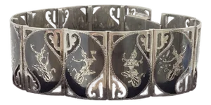 Vintage Siam Sterling Silver Panel-Link Bracelet