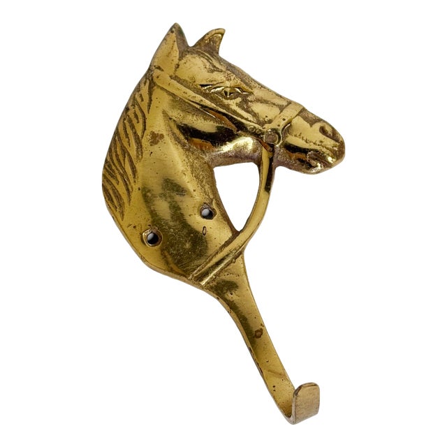 Vintage Brass Horse Wall Hook For Sale