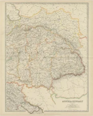 Antique Map of Austria-Hungary by Johnston, 1909