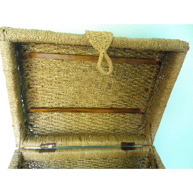 Pirate-Style Trunk with Domed Wicker Lid and Two Handles, 1970s For Sale - Image 6 of 14