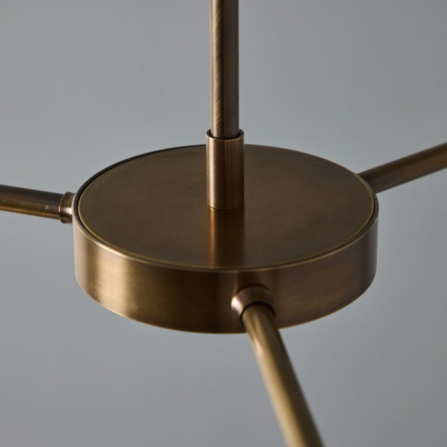 Large Three-Cone White and Brass Chandelier in the Style of Giuseppe Ostuni For Sale - Image 10 of 12