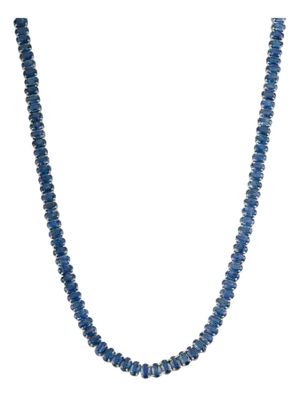 Modern Luxe 34.91ct Blue Sapphire Tennis Necklace in 14k White Gold- 16 Inches