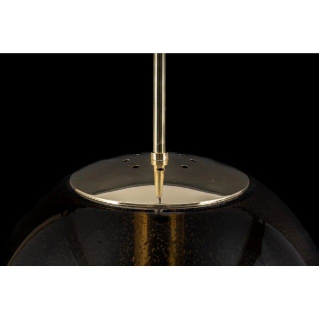 Large Limburg Brass with Smoked Glass Ball Pendant, Germany, 1970s For Sale - Image 12 of 13