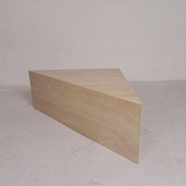 Mid-Century Travertine Coffee Table with Triangular Top, 1970s For Sale - Image 6 of 18