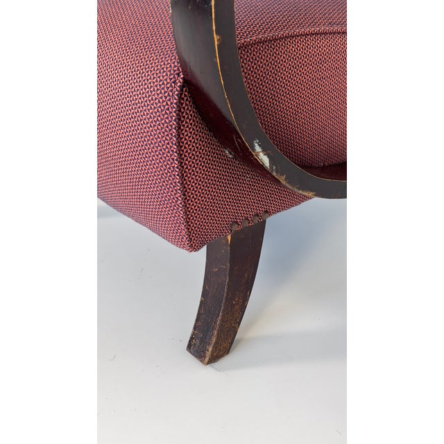 Black Padded Armchair in the style of Jindřich Halabala, 1930s For Sale - Image 8 of 11