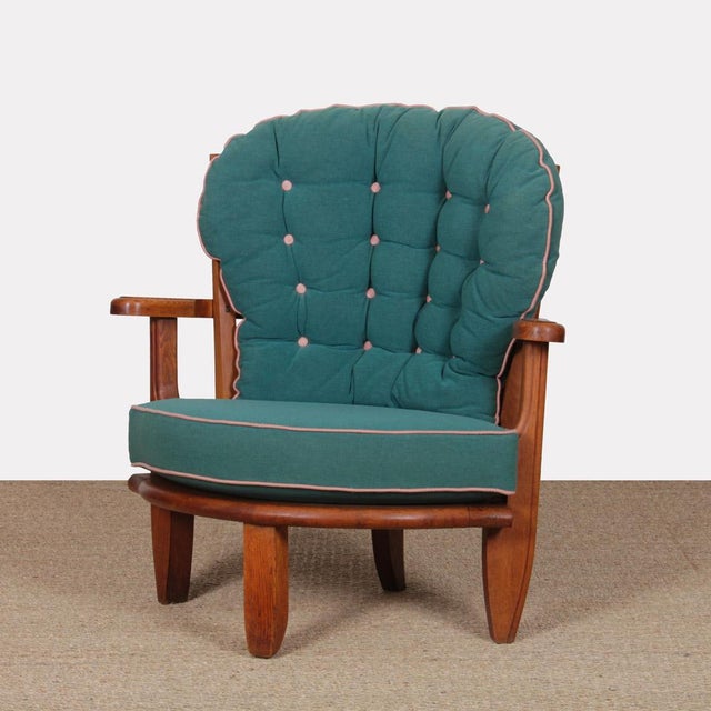 Brown Vintage Lounge Chair by Guillerme and Chambron for Votre Maison, 1960 For Sale - Image 8 of 8