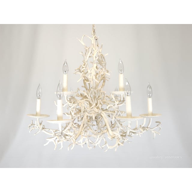 Fabulous MCM Palm Beach 1960s 9 Arm 9 Light Coral Iron Tole (Heavy) Chandelier For Sale - Image 12 of 12