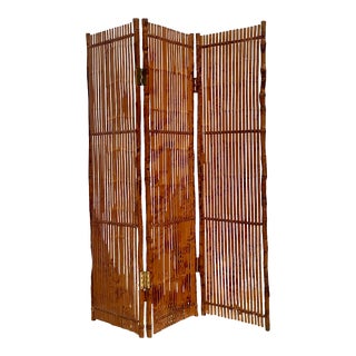 Vintage Coastal Split Bamboo Folding Screen For Sale