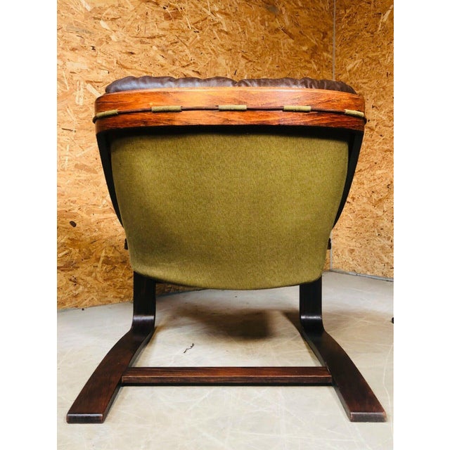 Brown Vintage Danish Lounge Chair in Coco Leather and Rosewood For Sale - Image 8 of 13