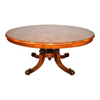 1870s Antique Victorian Walnut & Burl Walnut Inlaid Coffee Table For Sale
