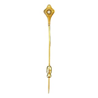 Gold-Filled Stickpin With Diamond Center For Sale