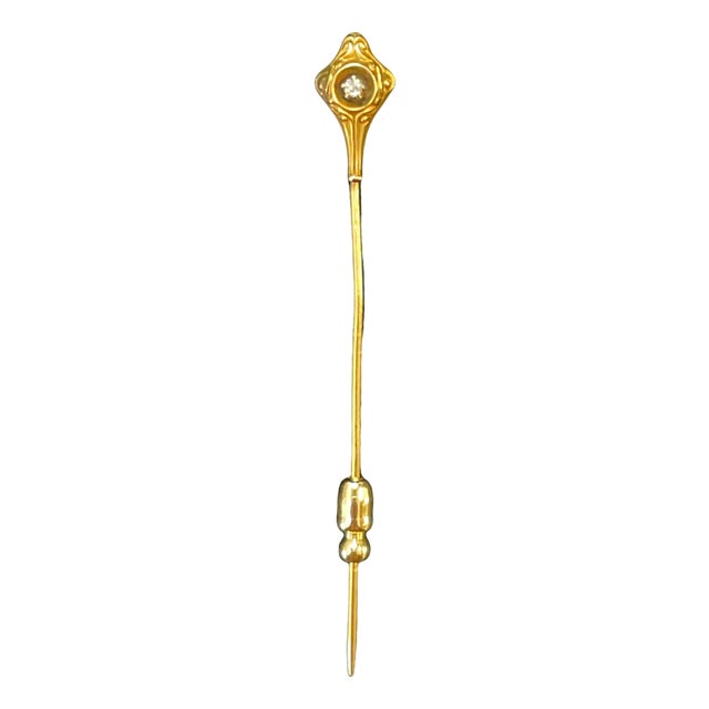 Gold-Filled Stickpin With Diamond Center For Sale
