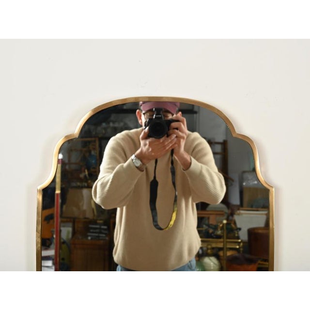 Large Shield-Shaped Brass Mirror attributed to Gio Ponti, Italy, 1950s For Sale - Image 13 of 15