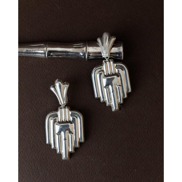 Vintage Art Deco Silver Earrings, Set of 2 For Sale - Image 3 of 11