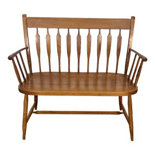 Mid 20th Century Nichols & Stone Windsor Style Maple Bench For Sale