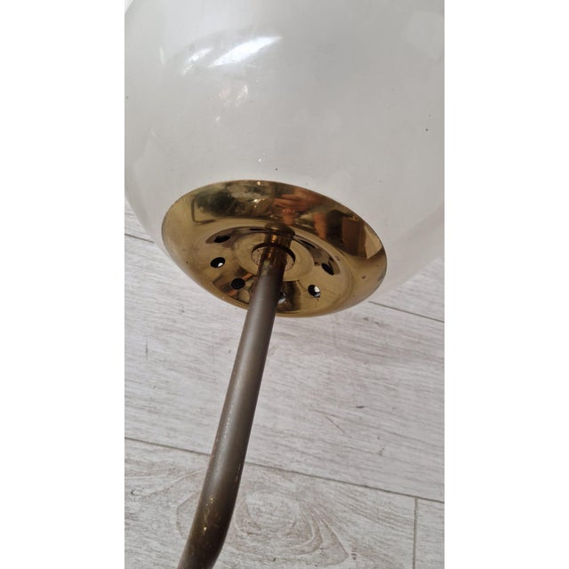 Mid-Century Modern Vintage Wall Lamps in Brass with Etched Glass Sphere, 1950s, Set of 2 For Sale - Image 3 of 7