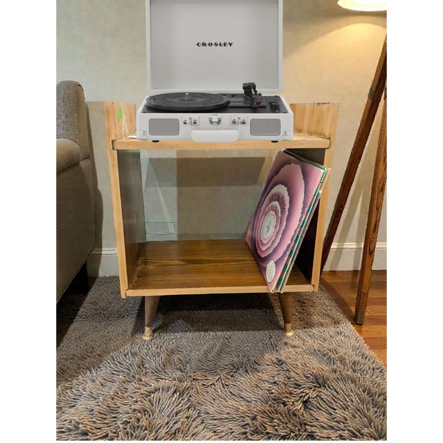 Vintage Mid Century Modern Turntable Record Player and Album Storage Cabinet Side Table For Sale - Image 13 of 13