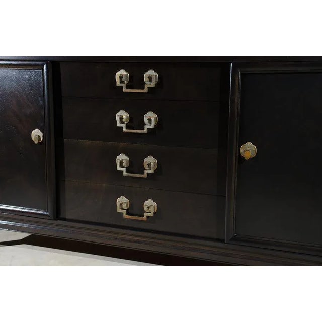Mid-Century Modern Mid-Century Espresso Stained Landstrom Buffet With Removable Hutch For Sale - Image 3 of 7