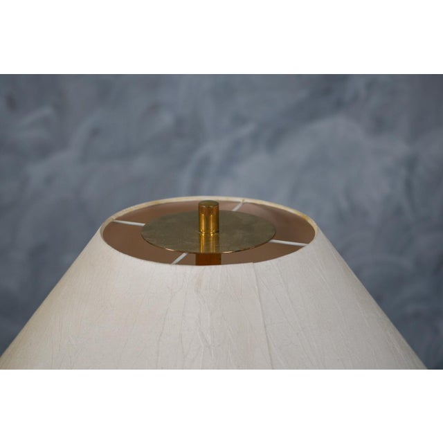 Metal Vintage Brass Table Lamp with Fabric Lampshade, Germany, 1970s For Sale - Image 7 of 8