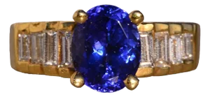 The 113th Avenue: 2.50 Carat Tanzanite and Natural Diamond Ring in Yellow Gold