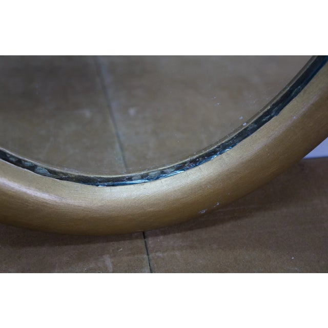 Vintage Gold Gilt Wood Framed Oval Vanity Wall Mirror For Sale - Image 6 of 7