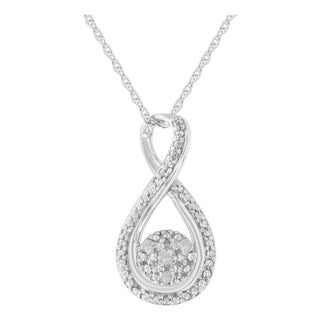 .925 Sterling Silver Diamond Accent Infinity 18" Pendant Necklace (I-J color, I2-I3 clarity) For Sale