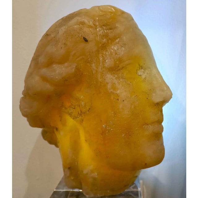 Modern Academic Sculpture of a Venus Head with an Amber Effect, 1950s, Wax For Sale - Image 3 of 10