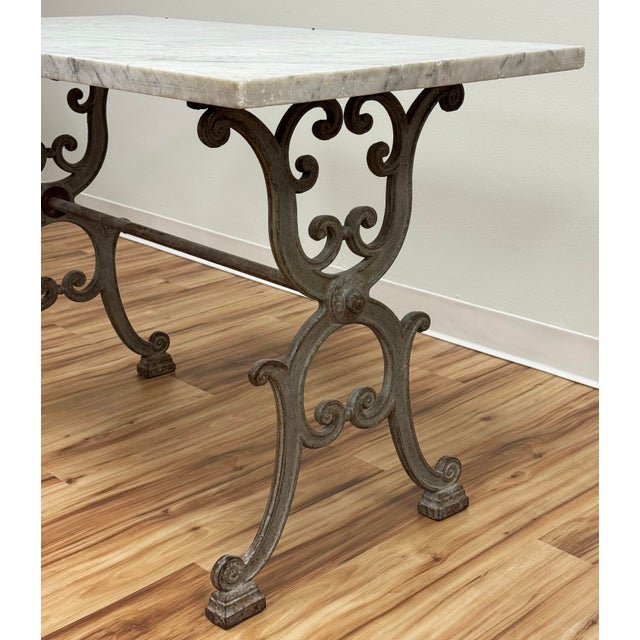 Early 20th Century Antique French Marble Top Cast Iron Bistro or Pastry Table For Sale - Image 5 of 15