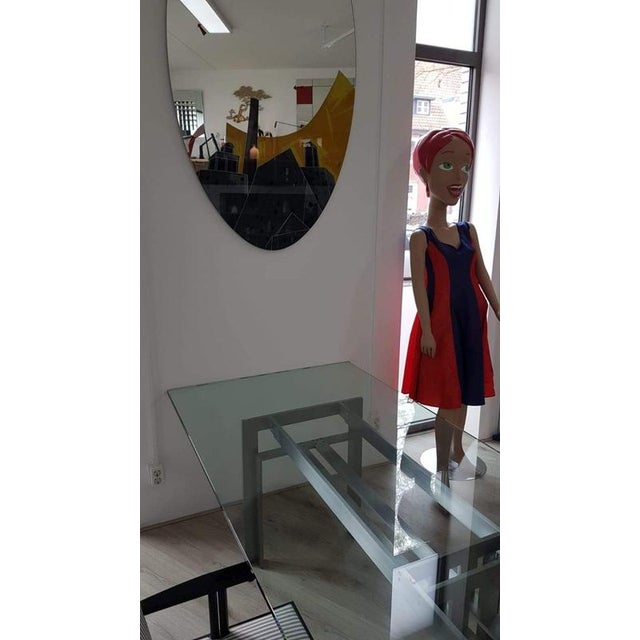 Doge Dining Table with Brushed Steel Base and Glass Top by Carlo Scarpa for Gavina Simon, 1970s For Sale - Image 10 of 12