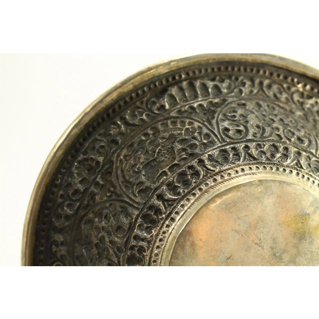 Circa 1900 South East Asia Low Grade Silver Bowl Floral and Zoomorphic Repousse For Sale - Image 11 of 12