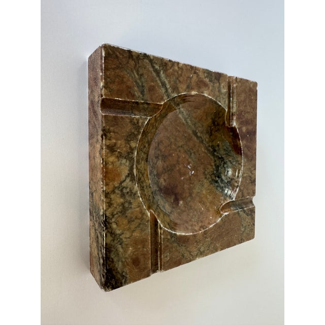 Stone Vintage Alabaster Stone Ashtray – Natural Brown & Green Veining For Sale - Image 7 of 12