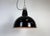 Industrial Black Enamel Factory Lamp with Cast Iron Top, 1950s For Sale - Image 14 of 16