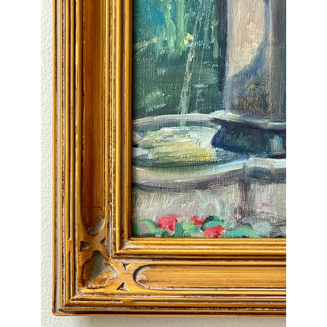 Late 20th Century Pair Modern Impressionist Oil Paintings of Garden by Day & Garden at Dusk, Framed For Sale - Image 14 of 17