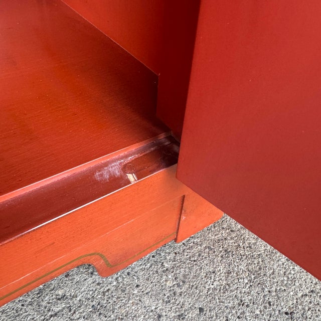 Baker Chinoiserie Mid Century Red Lacquer Buffet For Sale - Image 10 of 12