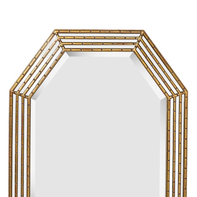 Wood Mid-Century Modernist Octagonal & Tiered Segmented Giltwood Mirror For Sale - Image 7 of 12