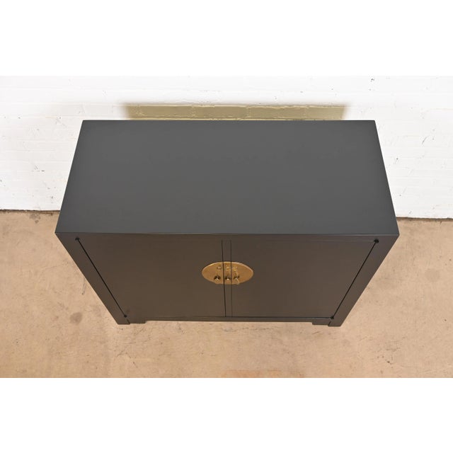 Michael Taylor for Baker Far East Collection Black Lacquered Bar Cabinet, Newly Refinished For Sale - Image 10 of 13