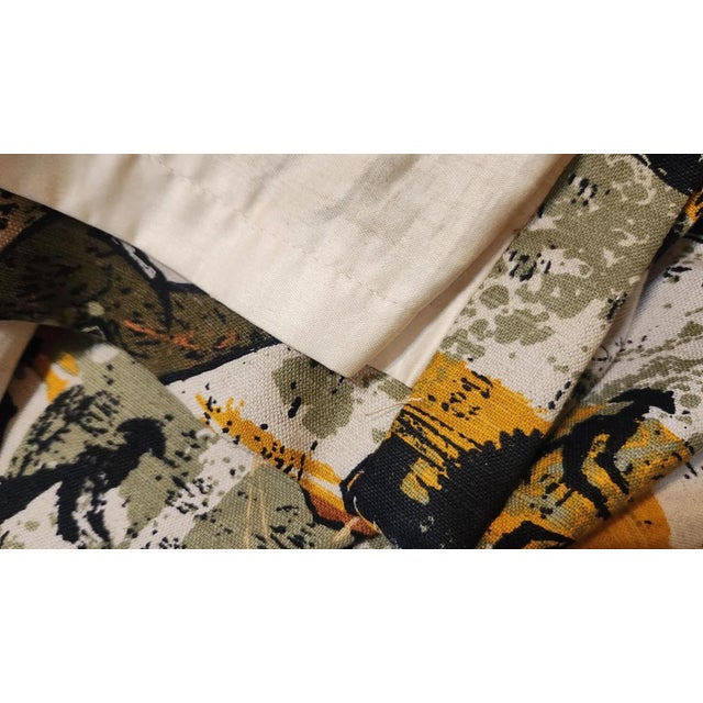 Mid-Century Modern Tibor Reich "Etruscan Horses" Vintage Curtain Panels — Set of 4 (Fully Lined, Sewn, Ready to Hang) For Sale - Image 3 of 9