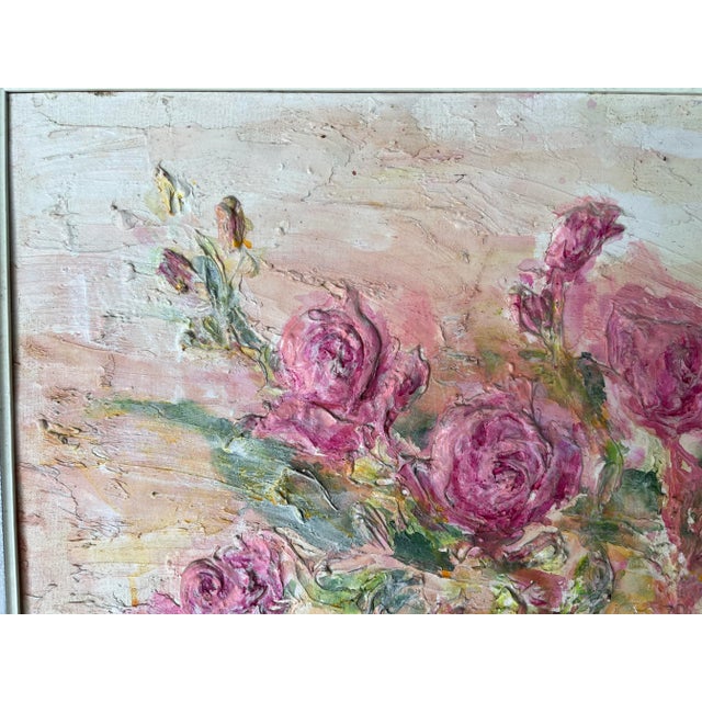 70's V Muoio Heavy Impasto Impressionist Still Life Painting For Sale - Image 4 of 12