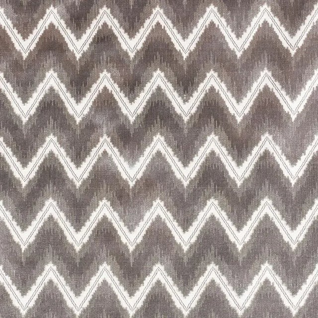 Sample - Schumacher Chevron Velvet Fabric in Grey For Sale