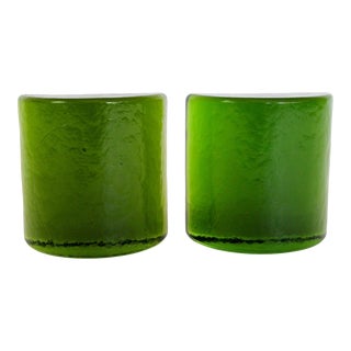 Blenko Emerald Green Solid Glass Bookends For Sale