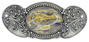 Art Nouveau Brooch in Sterling Silver and Agate Stone