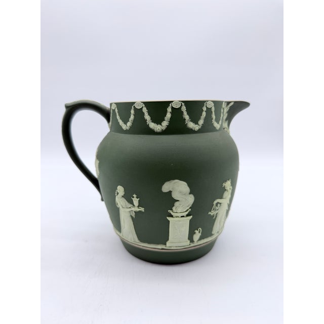 Antique Olive Green Wedgwood Jasperware Pitcher England, Circa 1891–1908 For Sale - Image 17 of 18