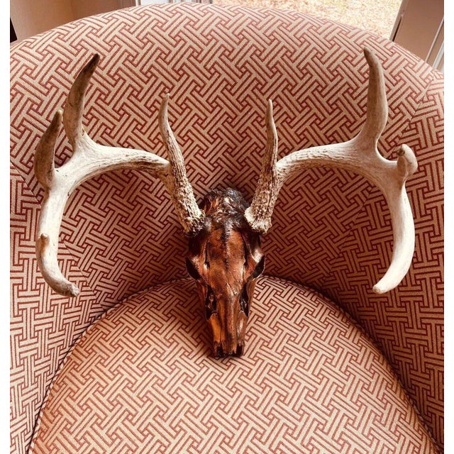 Authentic Large Decorative Copper Coated Deer Skull Rustic Cabin Decor Art For Sale - Image 9 of 11