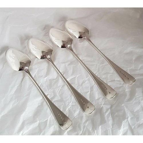 Antique Victorian Sterling Silver English Pattern Spoons, London, 1859, Set of 4 For Sale - Image 9 of 14
