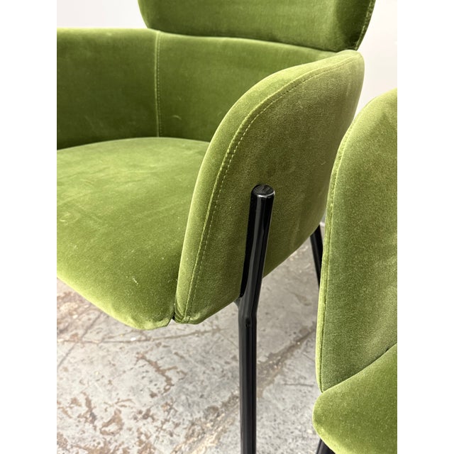 Caleb Zipperer for Cb2 Azalea Forest Green Logan Velvet Armchairs, Pair For Sale In San Francisco - Image 6 of 12