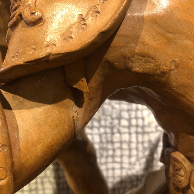 Terra Cotta Warrior Statue Signed by Artist. - Table Top - Circa 1940 For Sale - Image 11 of 12