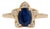 14k Yellow Gold 1.3ct Oval Deep Blue Sapphire & Diamond Star Cluster Ring Size 4 For Sale