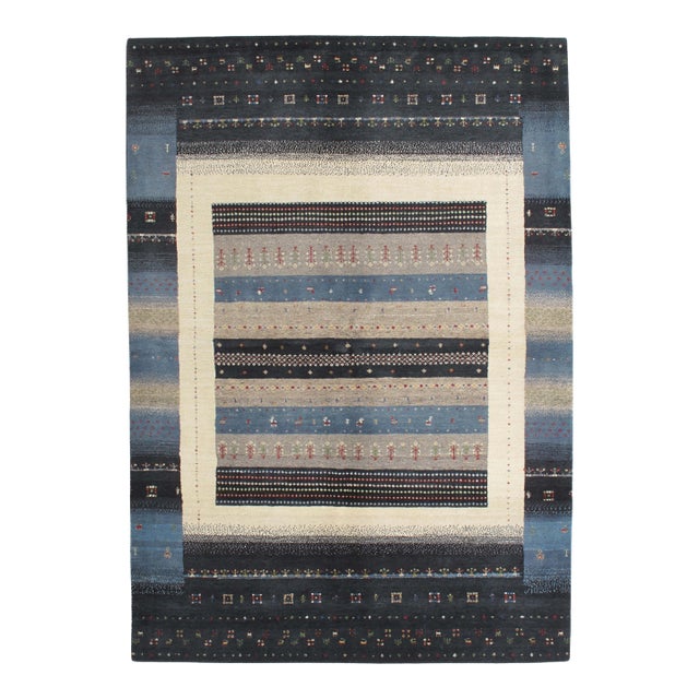 Vintage Hand-Knotted Gabbeh Rug 5'7" X 8'0" For Sale