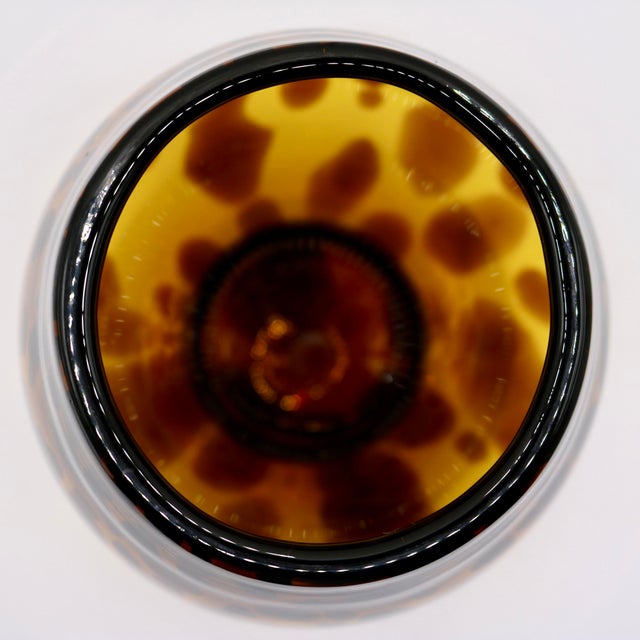 Vintage Hand-Blown Amber Tortoiseshell Art Glass Vase / Votive Holder For Sale - Image 9 of 10