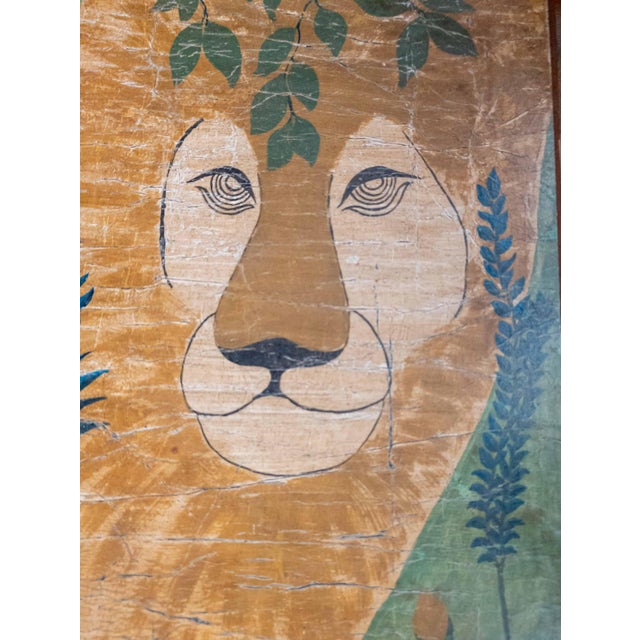 Wood Mid-Century Modern Painting of a Lion on Masonite, Signed Caywood For Sale - Image 7 of 12